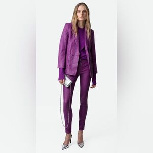 ZADIG And Voltaire Phlame Crinkled Leather Size 34 Pants